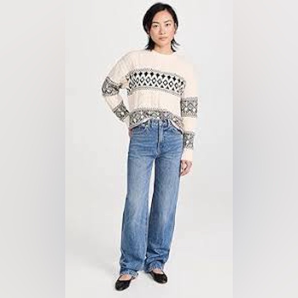 Line & Dot Montana Faire Isle Sweater Cream/Black - Picture 11 of 16